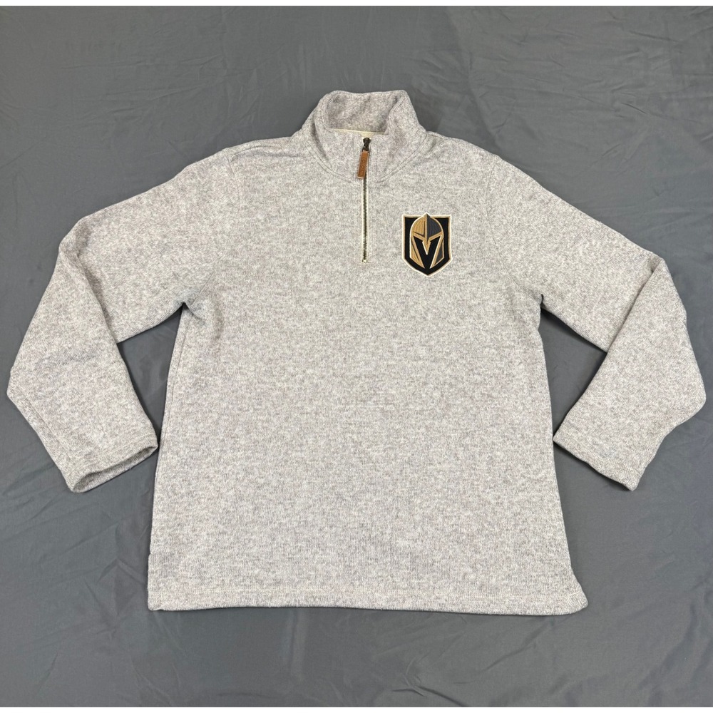 CCM Vegas Golden Knights NHL Mens Medium Gray Quarter Zip Knit Sweater Mock Neck